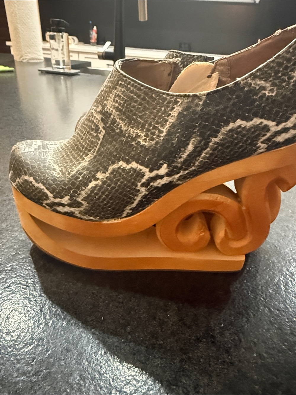Python-Print Platform Clogs - Gray/Brown - Picture 2 of 7